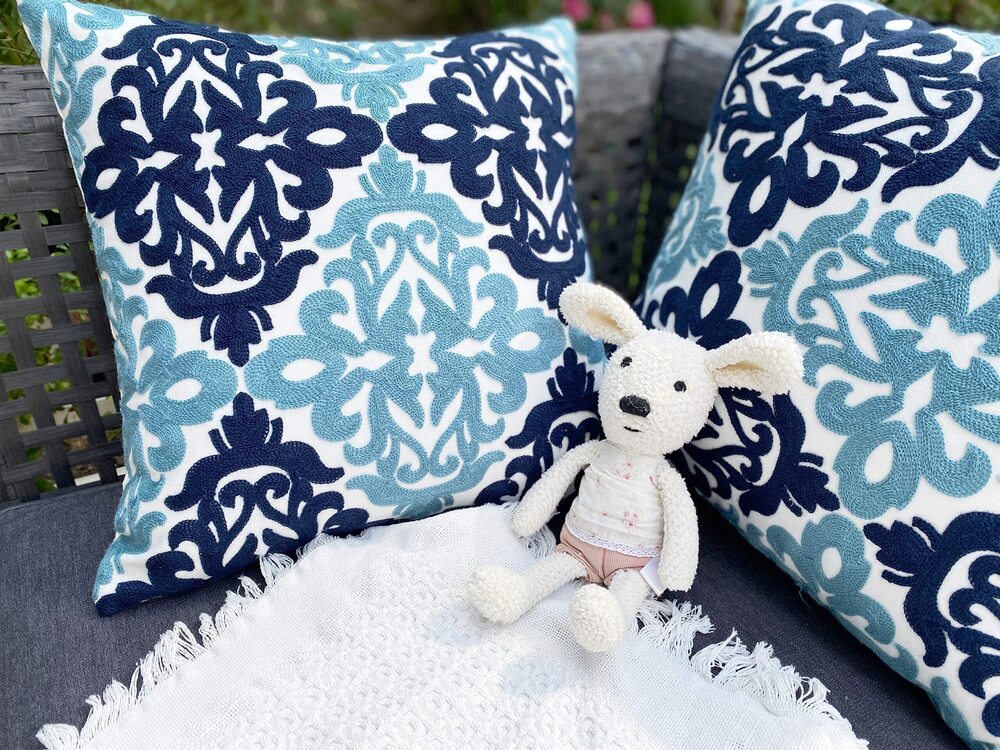 5301 Navy Blue Embroidery Pillow Covers 18x18 Fall Chic Decorative